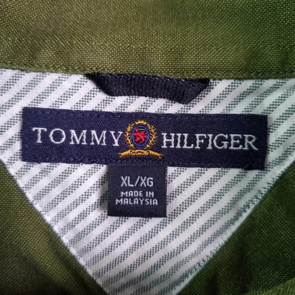 VINTAGE TOMMY HILFIGER | Button Down Shirt in Green sz XL - Picture 4 of 7